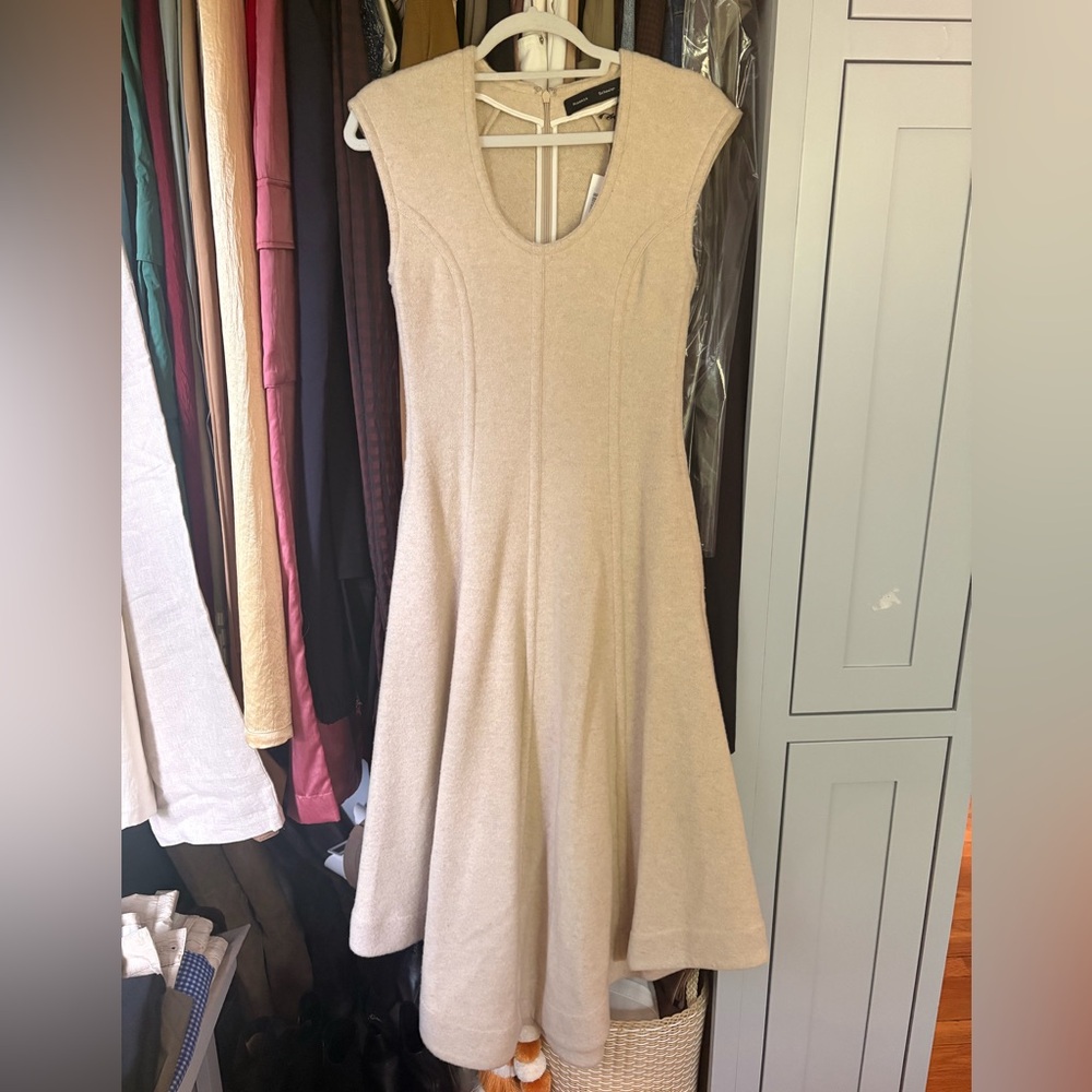 Proenza Schouler Delilah Wool Jersey Midi Dress Taupe Melange 2 NWT